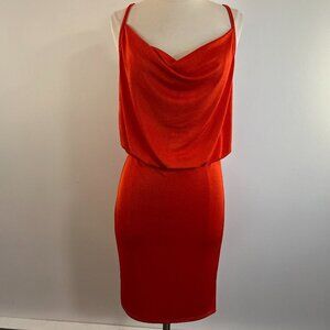Red Cowl Neck Mini Dress - Sleek Spaghetti Strap Style